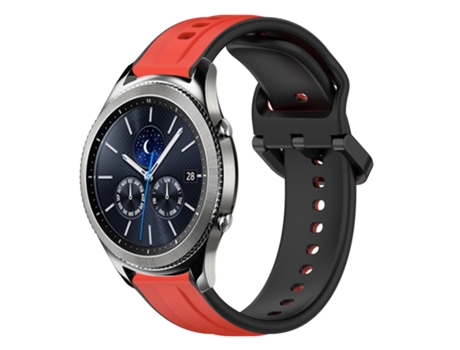 Correa de reloj inteligente para Samsung Gear S3 Classic 22 mm Bucle convexo de silicona bicolor (rojo + negro)