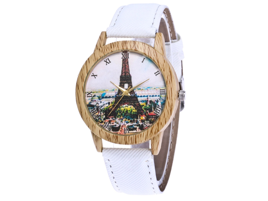 Reloj De Pulsera Ccq Para Mujer De Piel Sintética Con Correa Fina Y Esfera De Cuarzo Grande (negro Y Blanco)