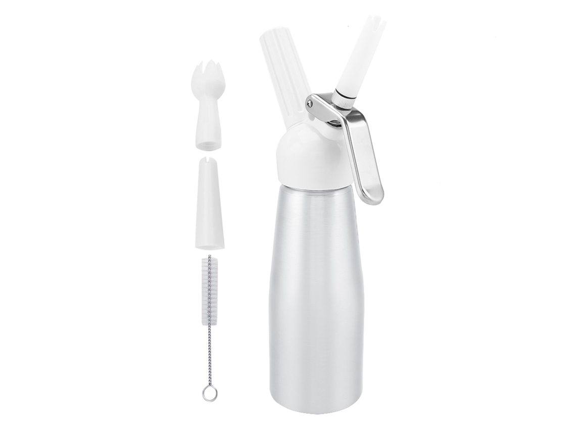 Dispensador De Crema Batida 500ml Portátil Whipper Espuma Para Café Postres Plata