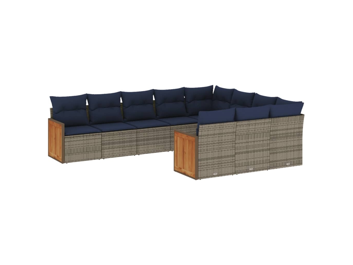 Maison Exclusive - Conjunto De Sofá De Jardín De 10 Piezas Con Cojines, Poliratán Gris