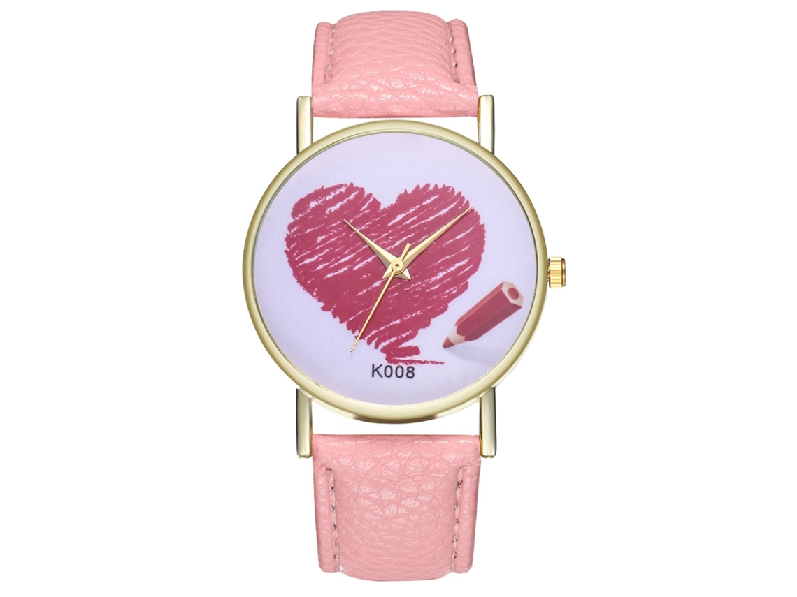Reloj De Cuarzo De Cuero Pu Zhoulianfa Para Pareja Con Diseño Love Simple (rosa)