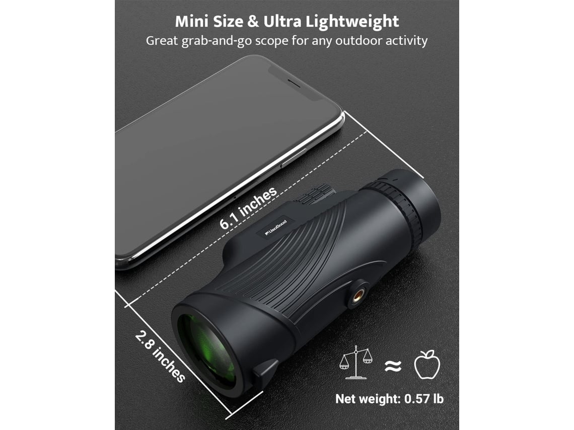 Telescopio monocular para adultos, 10 x 42, compacto, portátil, impermeable, con correa de mano GUSSHIOUS