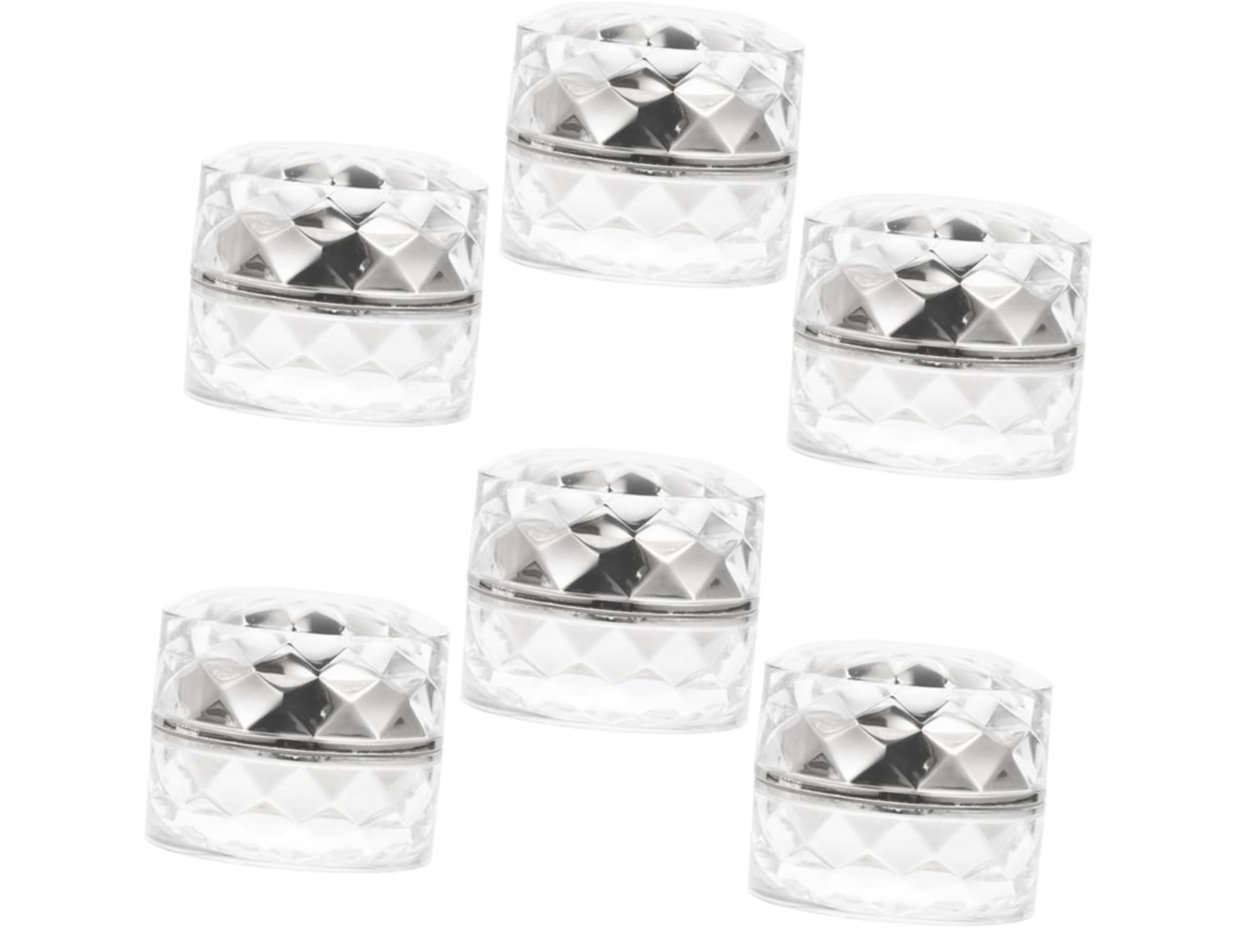 De 6 Potes De Viagem Para Cremes, Recipientes Cosméticos E Tampas Para Amostras.