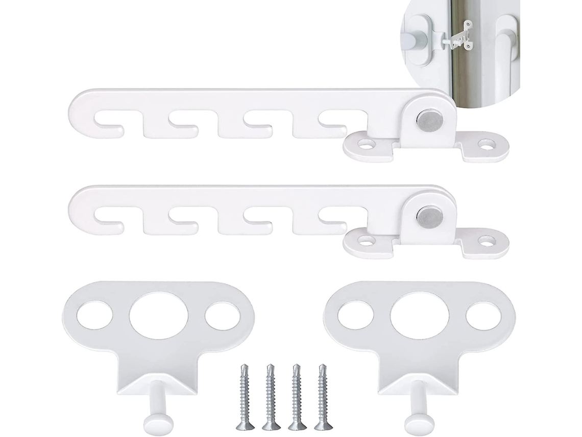 2 Restrictores De Ventana De Bisagra (blanco) Con 4 Tornillos, Cerrojos Ajustables Para Seguridad Infantil Y Mascotas