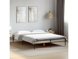 Estructura Cama Madera Ingeniería Metal Roble Sonoma 140x190 Cm