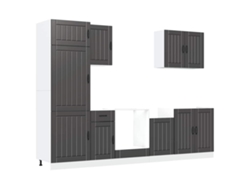 Maison Exclusive - Mueble De Cocina Lucca Negra 7 Piezas Madera Contrachapada