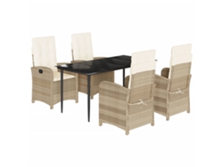 Conjunto 5 comedor de jardín VIDAXL con cojines ratán sintético beige