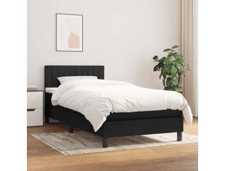 Cama con somier VIDAXL (Negro - Tela - 203 x 90 x 88 cm)