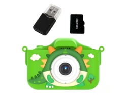 Mini cámara dual HD para niños, ideal para tomar fotos y grabar videos con tarjeta de 32 g, color verde Yizhood