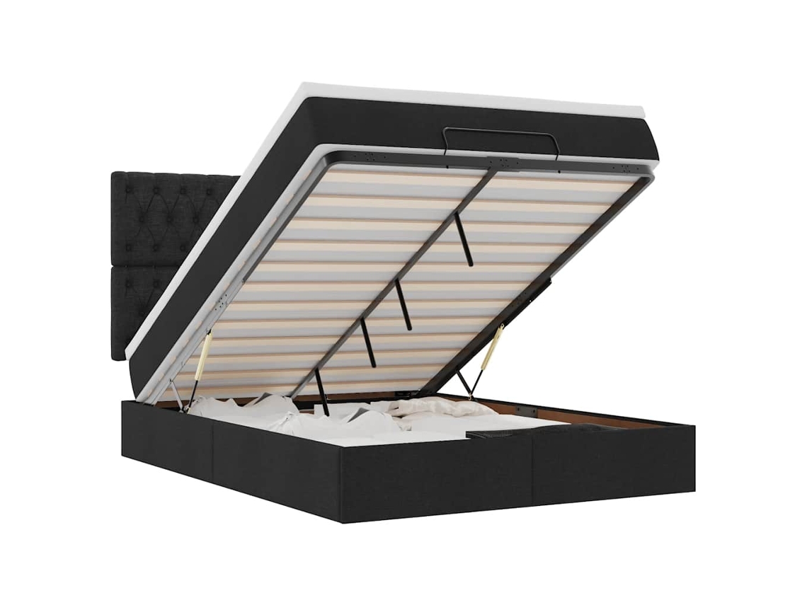Maison Exclusive - Estructura Cama Otomana Colchón Tela Negra 140x190 Cm