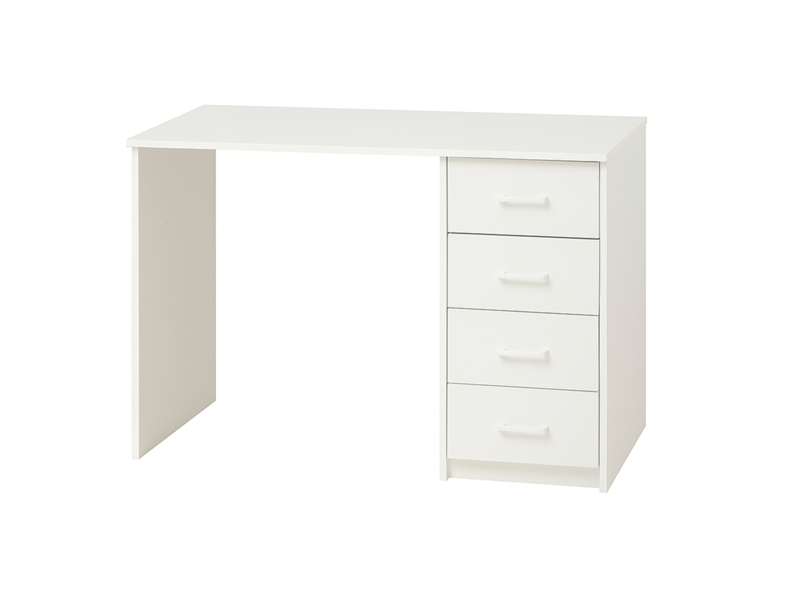 Escritorio Cassiopea con 4 cajones 110x56x73 cm para PC de oficina en madera blanca Frankystar
