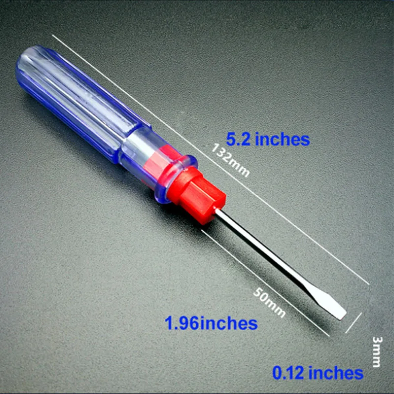 Destornillador de plástico de doble función con punta plana/Phillips y mango transparente, herramienta manual para reparaciones.