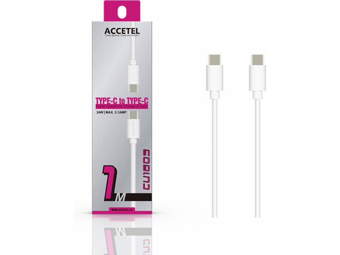 Cable para Xiaomi Redmi Note 9T ACCETEL CU-1609 (PD Type-C - 1 m - Blanco)