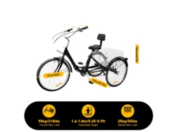 Triciclo para adultos, transmisión de 7 velocidades, altura del asiento ajustable, diseño sólido de tres ruedas OEM