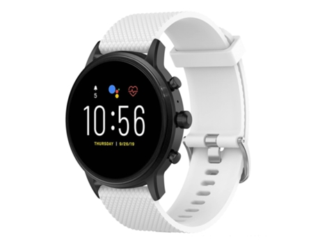 Correa de reloj de silicona texturizada de 22 mm para Fossil Gen 5 Carlyle, Gen 5 Julianna, Gen 5 Garrett, Gen 5 Carlyle HR (blanco)