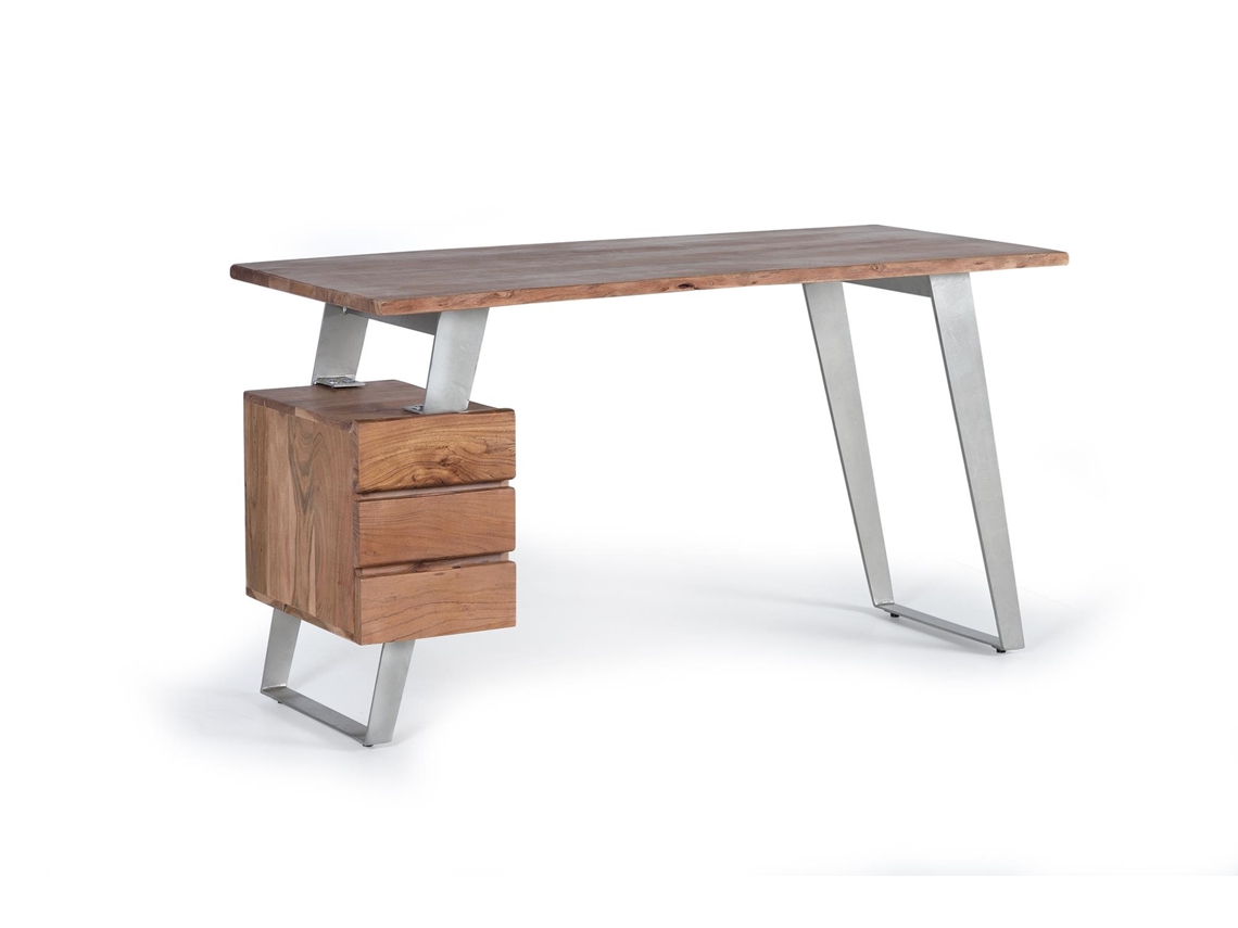 Escritorio madera acacia y metal Marrón.GINER Y COLOMER 80x63x147