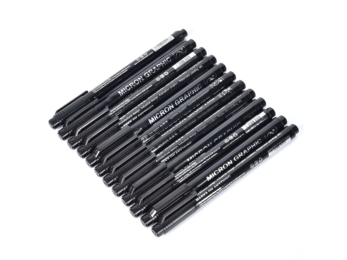 Caneta de Esboço À Água com Ponta de Metal À Prova D'água 12pcs para Desenho e Design