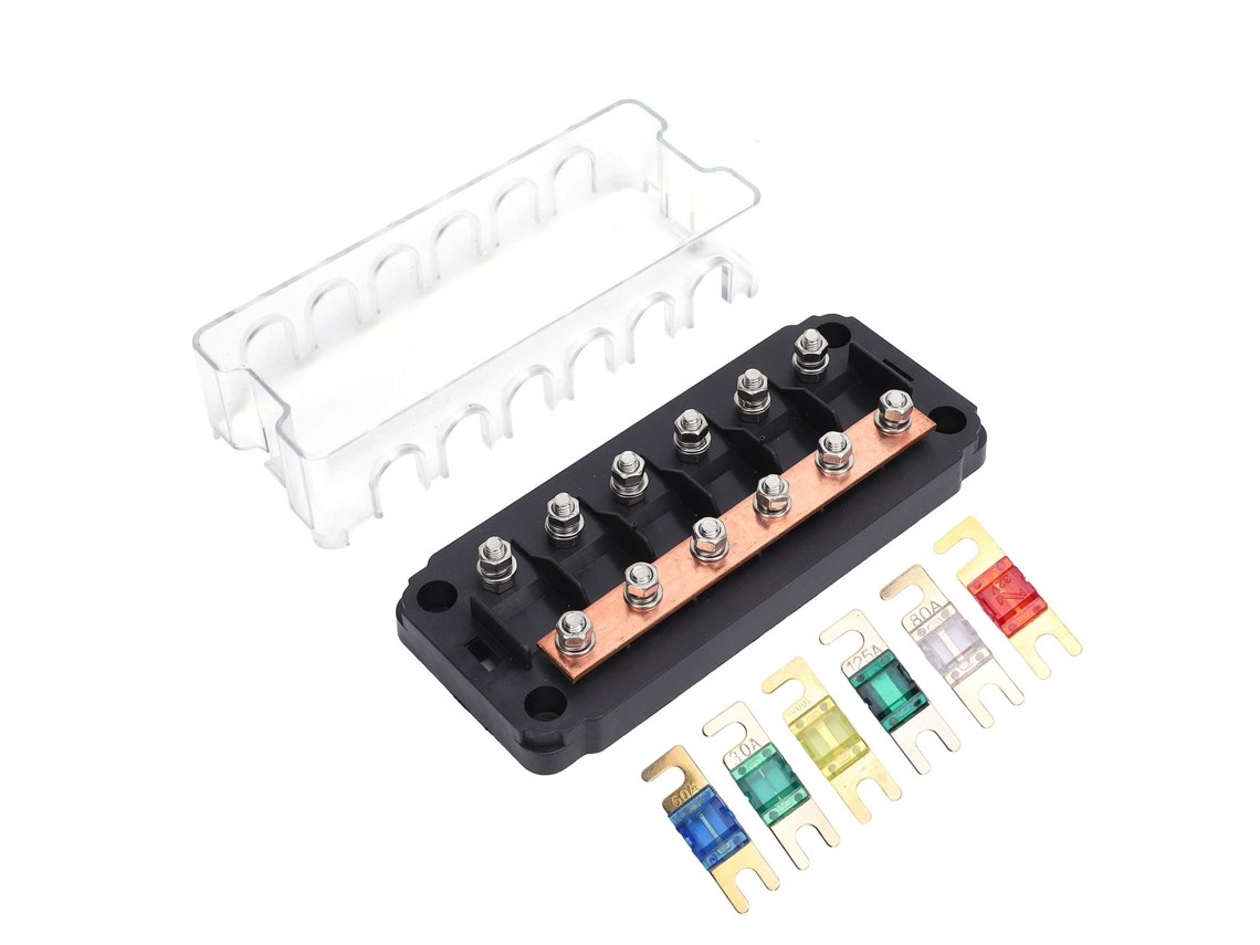 Panel De Fusibles 6 Vías Mega Amg 30a-125a Para Barcos, Fijo Con Tornillos, Fuse Block