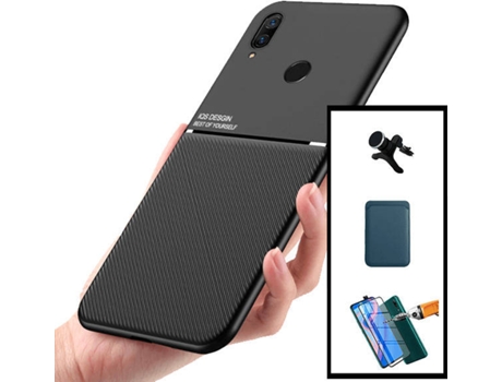 Kit Carcasa, Protector 5D y Soporte Magnético Reforzado Huawei P Smart Z PHONECARE Magnetic Lux, Magentic Wallet Azul