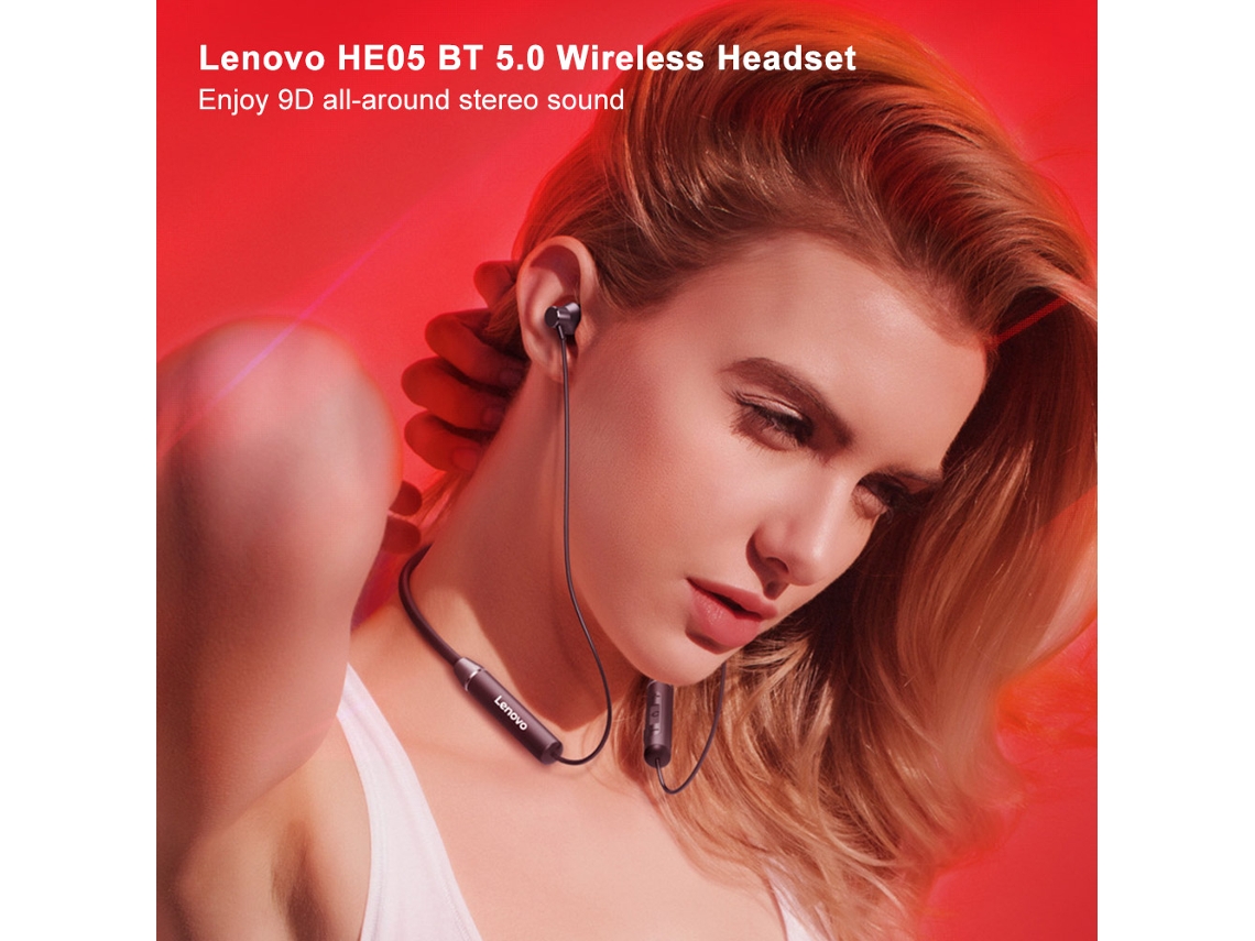 Lenovo He05 Fone De Ouvido Bluetooth 5.0 Headset Com Microfone Anti-ruído Ipx5 À Prova D'água Para Esportes