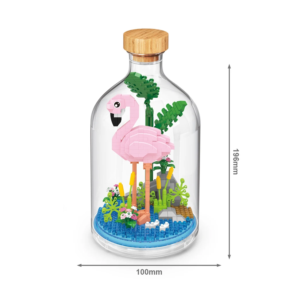 Flamenco - Pájaro En Una Botella, Juguete De Bloques De Construcción En Miniatura, Bloques De Construcción Nano