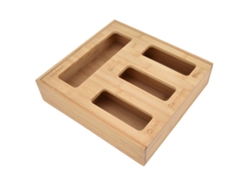 Bolsa Organizadora De Cocina De Bambú Con 4 Compartimentos Y 21 Pegatinas Para Marcar Y Guardar.