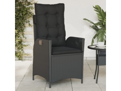 Silla de jardín reclinable DKD Home Decor con cojines de mimbre negros