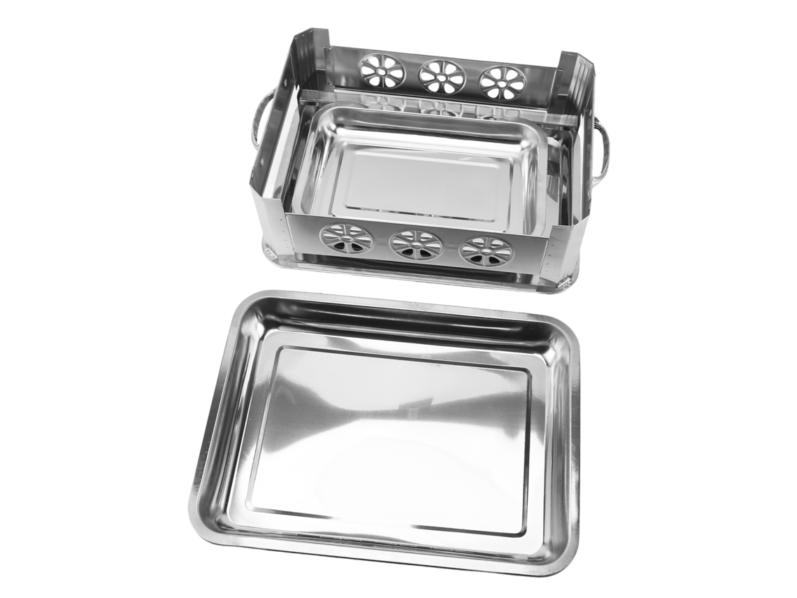 Estufa rectangular de acero inoxidable para carbón y alcohol para pescado, 2,2 4,4 lb