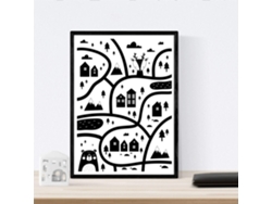 Set De 4 Láminas Ciudad,Pueblo, Desierto Cactus Y Nube Corazones. Posters De Animales. Sin Marco