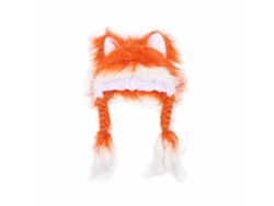 Gorro De Orejas De Gato De Felpa Suave Hecho A Mano Para Cosplay, Navidad, San Valentín, Naranja, Blanco