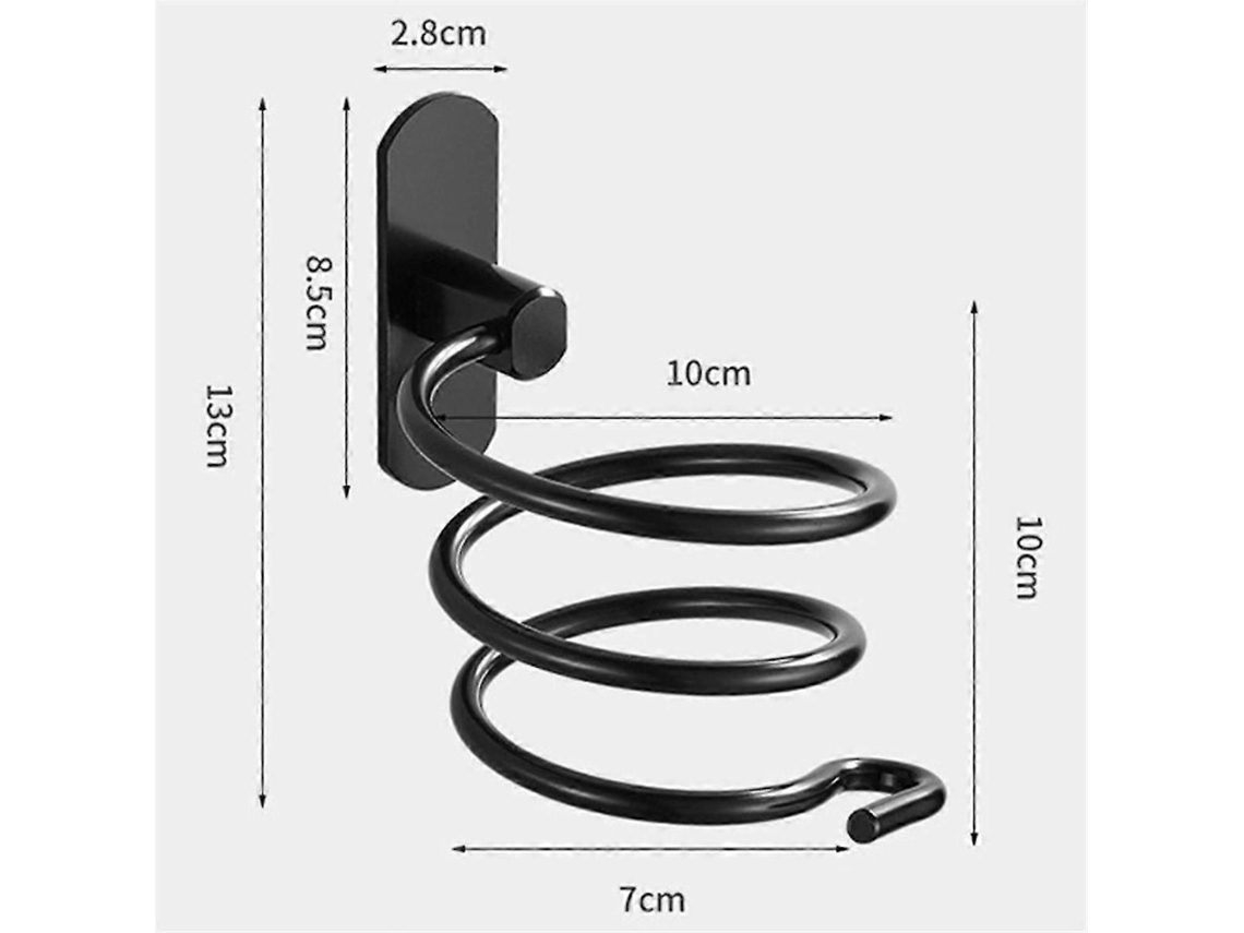 Soporte de pared para secador de pelo espiral, herramientas para el cuidado del cabello, organizador, negro GOKOCO
