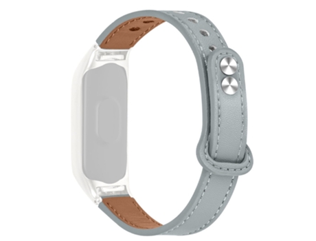 Correa de piel auténtica diseño de doble remache en oro rosa para Xiaomi Mi Band 3/4 - canoso