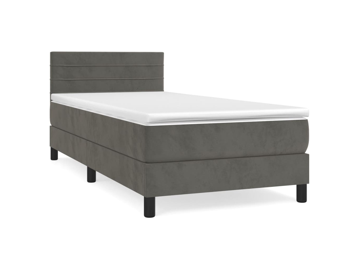 Maison Exclusive - Cama Box Spring Con Colchón Terciopelo Gris Oscuro 80x200 Cm