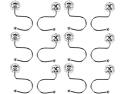 Juego de 12 ganchos para cortina de ducha de acero inoxidable con rodamientos de bolas para One Gokoco