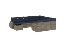 Conjunto de sofás de jardín, 11 piezas, cojines, ratán gris. EXCLUSIVO DE MAISON.