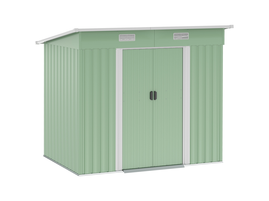 Puerta Metálica 2,3m³ 207x130x182cm Verde con Ventana