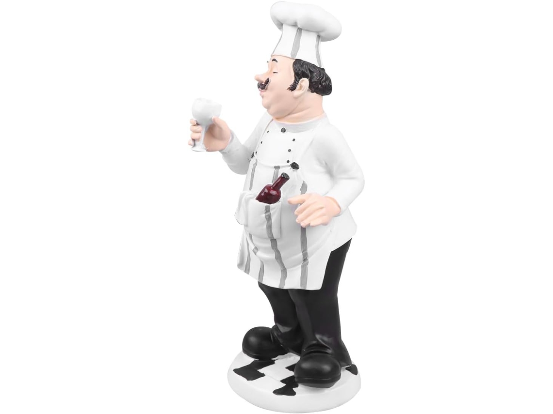 Estatua de resina blanca de estilo europeo para cocina, restaurante y otras ocasiones - Ideal para chefs y cafeterías - GOKOCO
