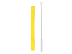 Tubo De Silicona Suave Y Hueco Para La Dentición Con Cepillo Para Bebés Y Niños Pequeños - Amarillo
