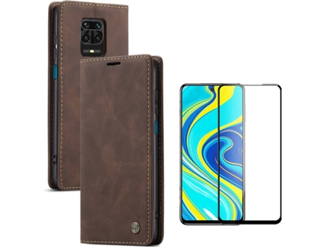 Carcasa y Protector Xiaomi Mi Note 9 Pro Livro Caseme Elite Marrón