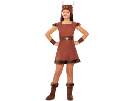 Disfraz de Niña DISFRAZZES Vikinga Odín Marrón (Talla: 10 a 12 años)