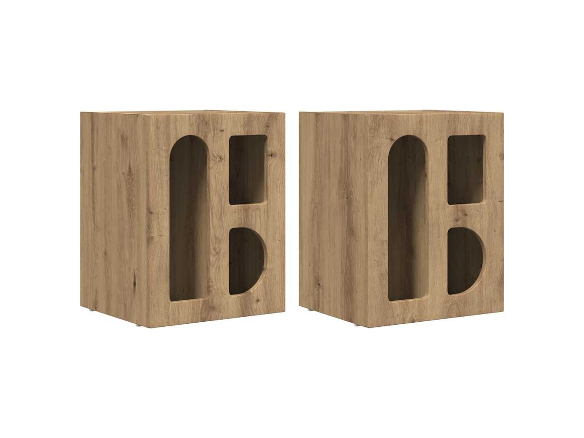 Juego de 2 mesas de pelo de roble hechas a mano con MAISON EXCLUSIVE (40x35x50 cm)