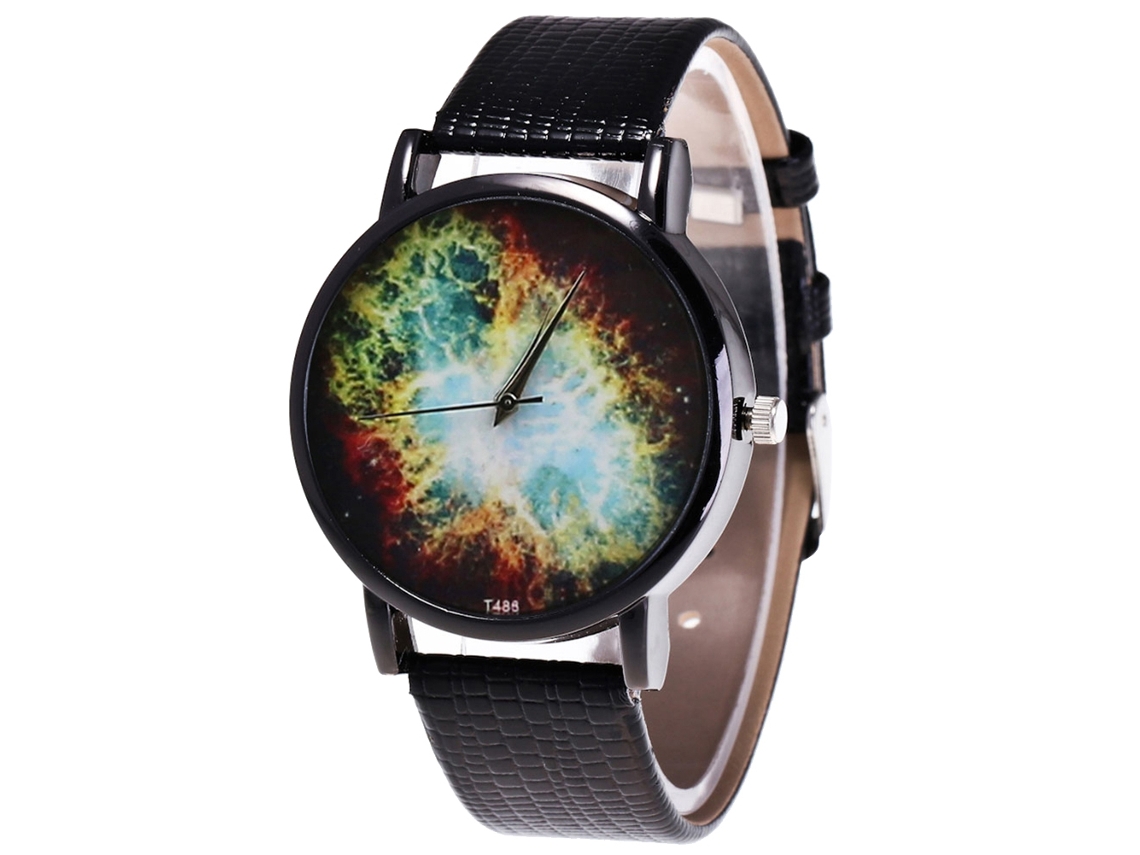 Reloj De Pulsera De Cuarzo Unisex Con Correa De Cuero Pu Zhoulianfa (negro)