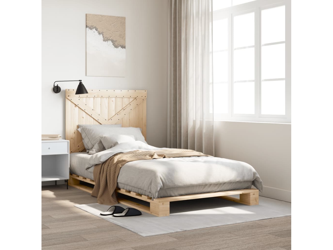 Estructura De Cama Con Cabecero Madera Maciza Pino 100x200 Cm