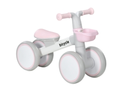 Bicicleta de equilibrio para bebés de 12 a 36 meses, con asiento ajustable, cesta y 4 ruedas silenciosas, color rosa.