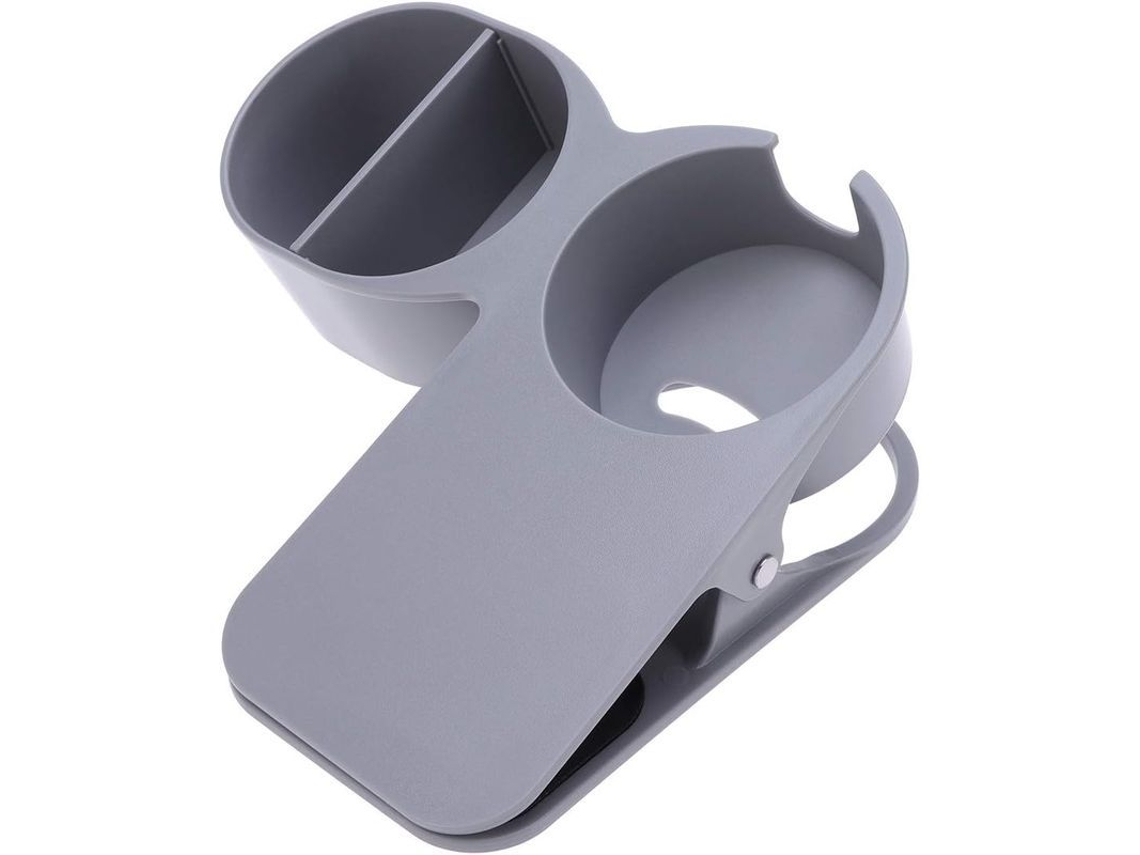 Soporte Para Vasos Con Clip Para Mesa Auxiliar Con Orificio Para Cable Usb En Abs Gris