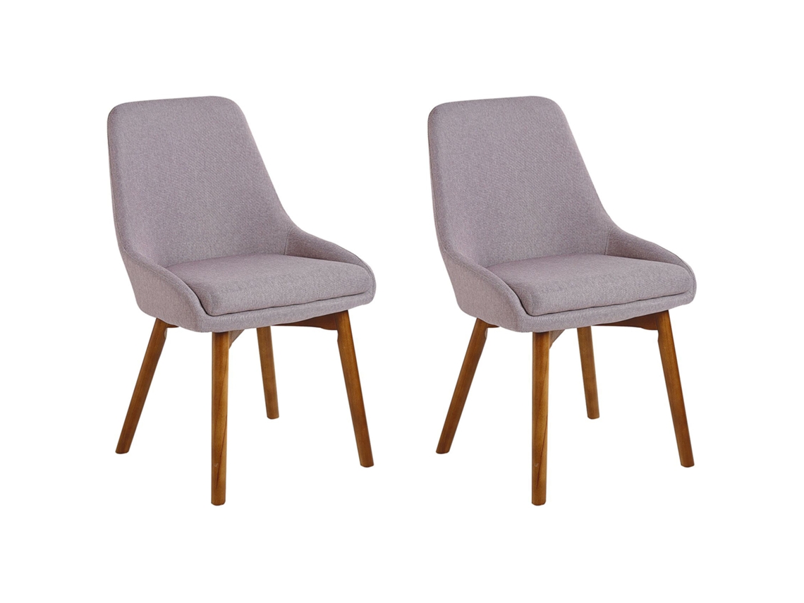 Conjunto de 2 cadeiras de jantar BELIANI Melfort de Poliéster Cinzento 49x58x82