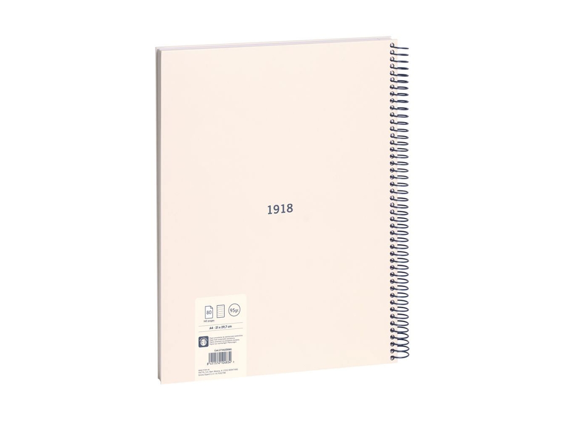 Cuaderno A4 Tapa Dura Espiral MILAN 1918 Rayado Beige 80Hj 95G 57142E80Bg