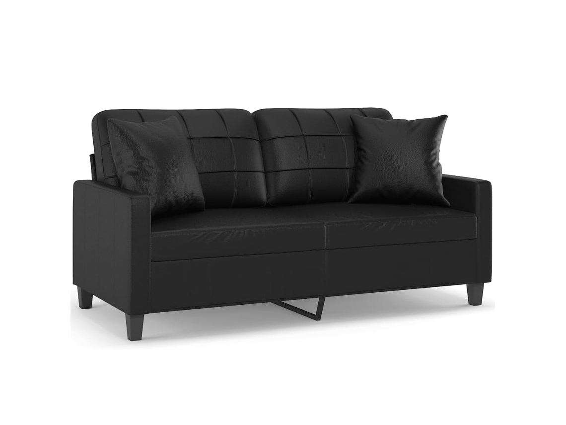 Maison Exclusive - Sofá De 2 Plazas Con Cojines Cuero Sintético Negro 140 Cm