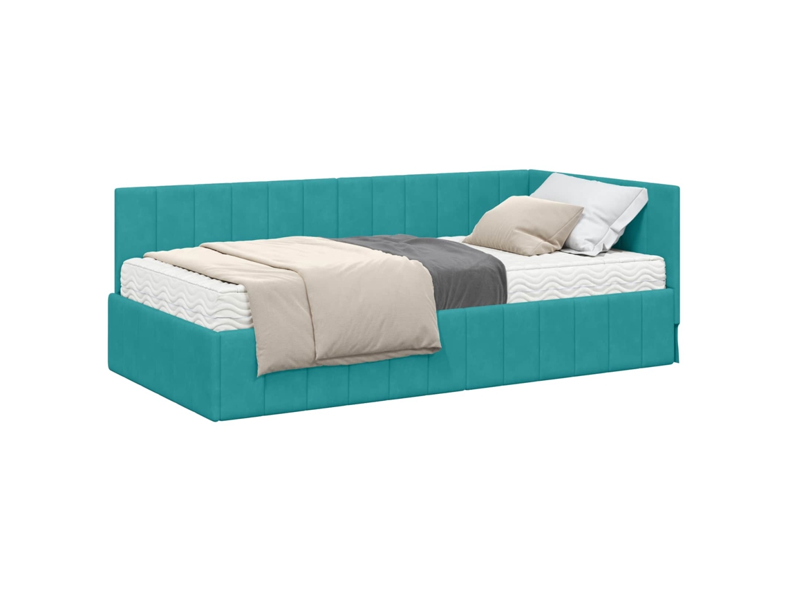 Maison Exclusive - Estructura De Cama Esquina Con Colchón 2 Pcs Tuquesa Terciopelo