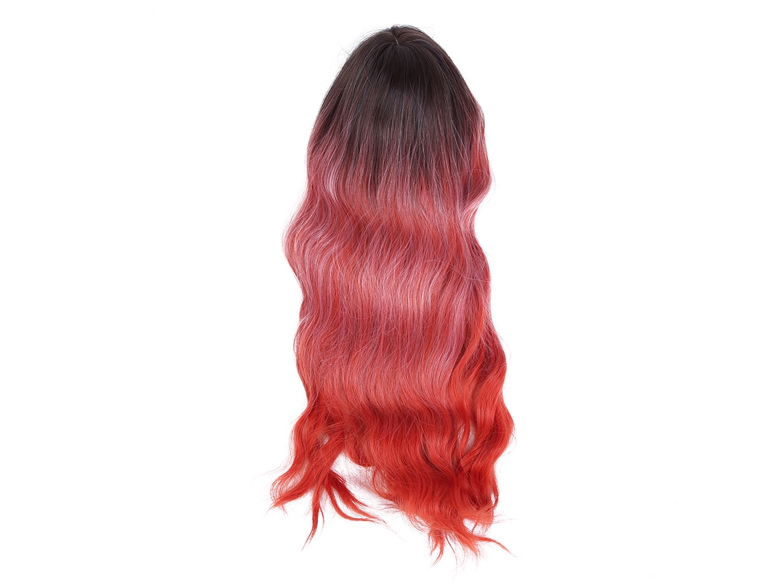 Peluca Falsa De Pelo Sintético Ondulada Larga 65cm Gradiente Burdeos Para Mujer